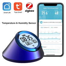 2X Tuya Zigbee Temperature Humidity Sensor Clock Indoor Thermometer with LCD Display for Home Life-A