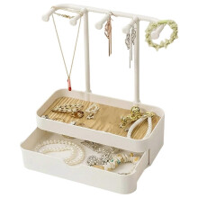 Portable Jewelry Display Rack Earrings Necklaces with Drawer Box Storage Rack Key with Wooden Base Hanging Holder
