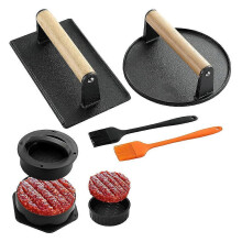 Kit, 3 in 1 Hamburger Patty Maker, Cast Iron Burger