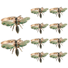 10Pcs Dragonfly Napkin Buckle Napkin Ring Alloy Green Insect Dragonfly Drip Buckle Paper Towels Napkin Holder
