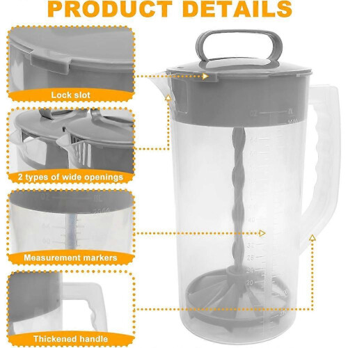 3Pcs Mixing Pitcher for Drinks,Water Pitcher,Easy-Mix Juice Container,Angled Plastic Blades & Adjus 1