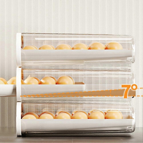 Egg Storage Box Odor-Proof Egg Rack Stackable Egg Rack Organizer for Refrigerator with Auto Rolling 1