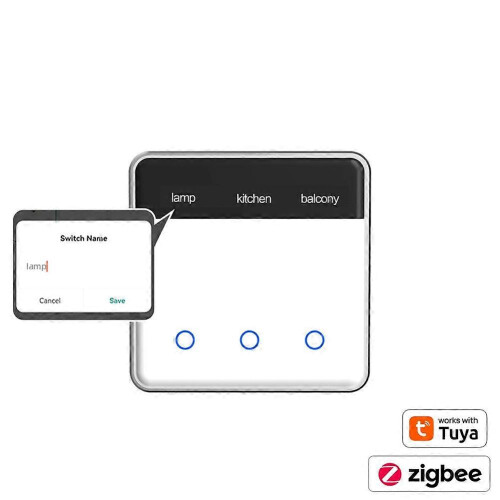 Tuya Zigbee DIY Name Switch 2 Gang Smart Touchscreen Light Switch EU 2