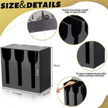 2X Akryl Bestick Dispenser Bestick Organizer med 3 Fack Svart Silverbestick Hållare Plast Bestick