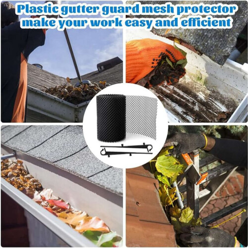 8Pack Gutter Guard Mesh Rolls, 20 Feet Gutter Leaf Guards with 80 Clip Hooks, DIY Rain Gutter Covers Preventing Leaves 2