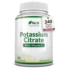 Potassium Supplement High Strength 1550mg & Vitamin C - 240 Vegan Tablets