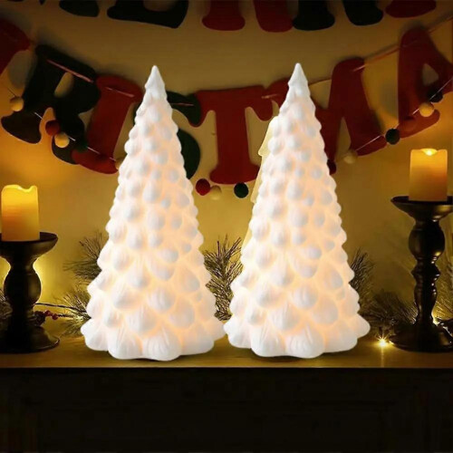 Light Up Ceramic Christmas Tree Christmas Trees with Lights Artificial Table Top Decorations Unique 2