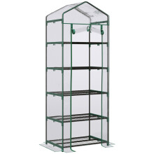 5-Tier Mini Greenhouse, 69x49x193cm, Roll-Up Door