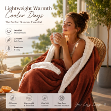 (Double (150x200cm), Rust) Supreme Bedding Reversible Sherpa Fleece Blanket 480GSM Ultra Soft Warm Plush Luxury Throw
