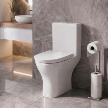 Purefino Arles Close Coupled Toilet Short Projection WC for Bathroom Cloakroom Soft Close Quick Release Top Fix Seat Dual Flush D Shape Pan