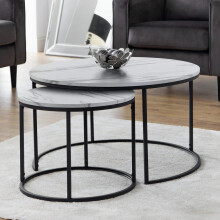 Bellini Round Nesting Coffee Table - White Marble