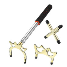 Retractable Billiard Cue Stick Bridge with 3Pcs Removable Brass Bridge Head Billiard Table Pool Cue Accessories,Gold