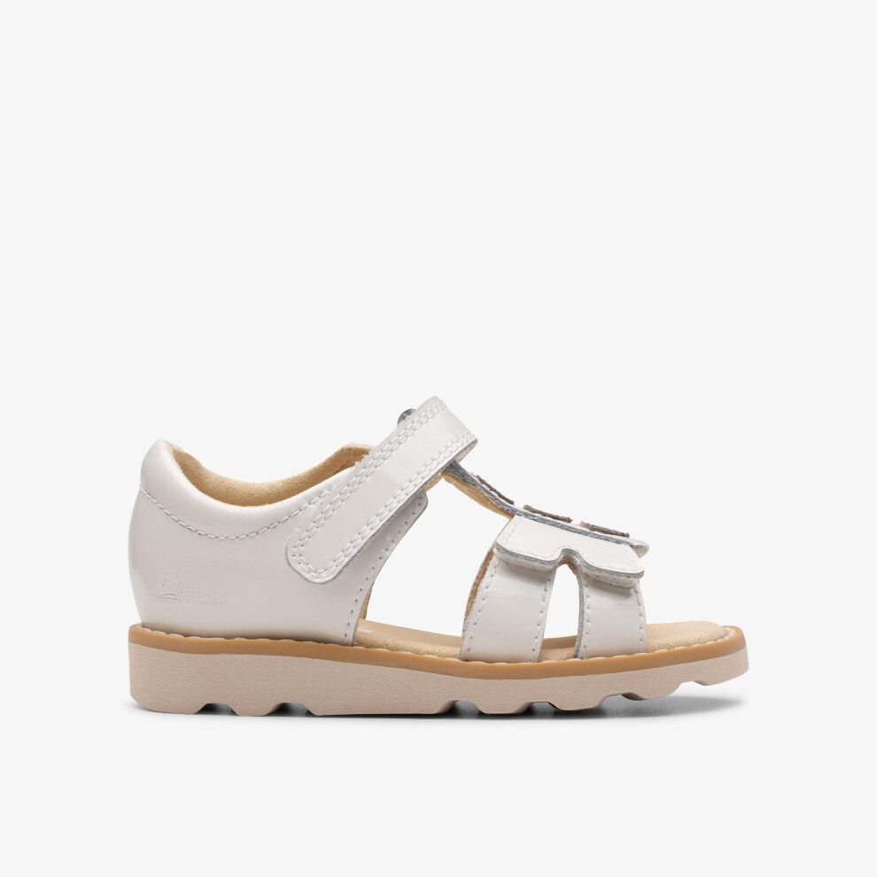 Clarks (Standard, 5 (Children's)) Crown Skip T. White Patent