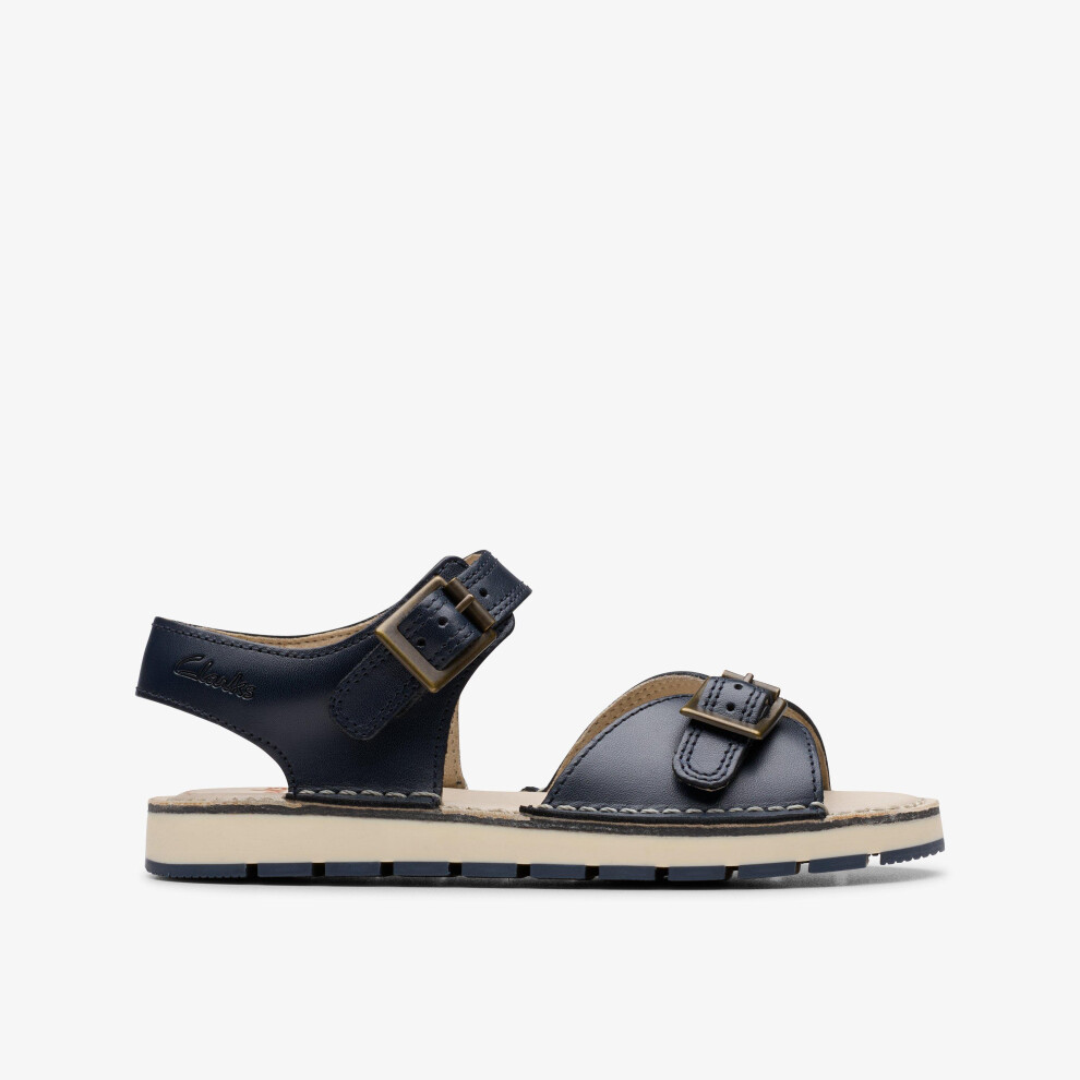 Clarks (Standard, 7.5 (Children's)) Playsunreef K. Navy Leather