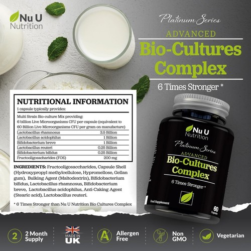 Probiotics Capsules 5 High Strength Active Strains 60 Billion CFU Source Powder 2
