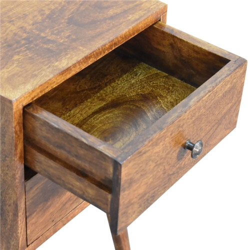 Chestnut Wood Bedside Table, 2 Drawers, 30*30*57cm 1