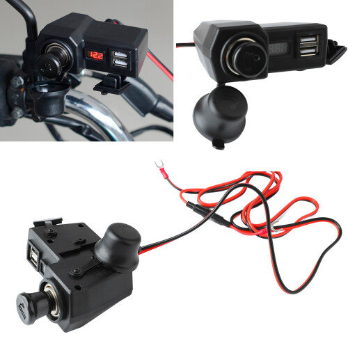 Motorrad USB Ladegerät 10-24V Spannungsanzeige双口