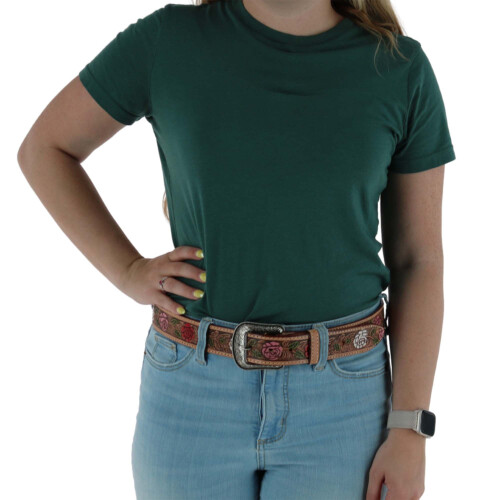 CTM Women's Floral Embossed Western Belt 2