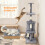 PawHut 134cm Grey Cat Tower with Condo & Scratching Posts 6
