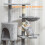 PawHut 134cm Grey Cat Tower with Condo & Scratching Posts 7
