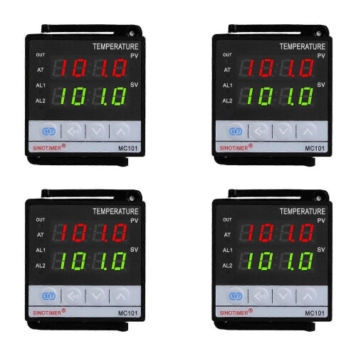4X SINOTIMER MC101 Digital Display PID Temperature Controller Celsius/Fahrenheit Modes Sensor