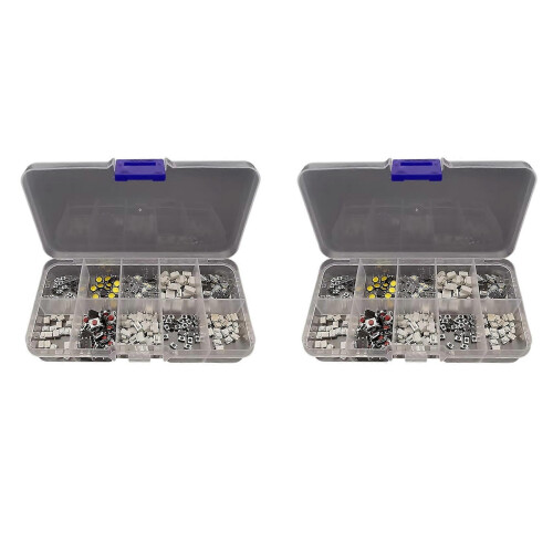 500Pcs Micro-Tactile Tact Push Button Switch Assorted Kit 2P 4 Pin SMD PCB Momentary Self-Reset Car Remote Control