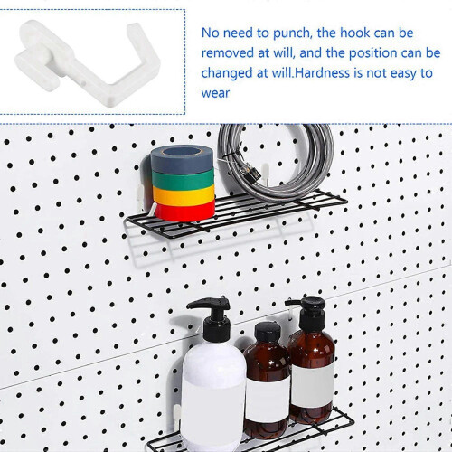 72Pcs Pegboard Hooks J Shape Pegboard Hook Peg Board Tool Organizer Accessories, White 1