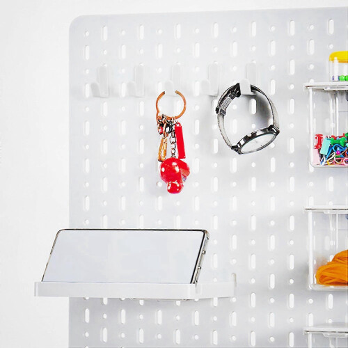 72Pcs Pegboard Hooks J Shape Pegboard Hook Peg Board Tool Organizer Accessories, White 2