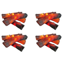 4PC 18cm Transparent Resin Simulated Charcoal Strip Firewood Pile Fireplace Decoration Accessories US Plug