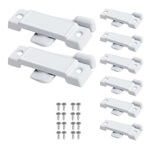8-Pack White Window Sash Locks with Screws - 2-1/4' Mounting Hole Centers for Vertical Sliding Window