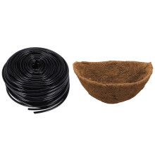 1x 200Ft 1/4 Inch Blank Distribution Tubing Drip Irrigation Hose & 2x Half Round Coco Liner,Wall Planter Coco Fiber