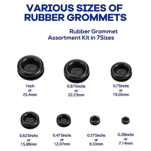 340Pcs 7 Sizes Rubber Grommet Assortment Kit, Firewall Hole Plug Set Electrical Wire Gasket Solid Hole Plugs Set 1