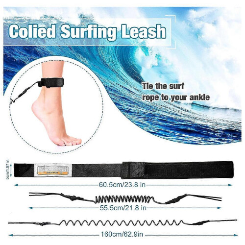2Pieces Surf Board Leashes Coiled Leash Rope Paddle Board Surfboard Leash Compatible 2