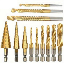 12Pcs HSS Step Drill Bits Set for Woodworking, Metal Core Drilling 4-12mm, 4-20mm, 4-32mm, 3mm, 6mm, 8mm