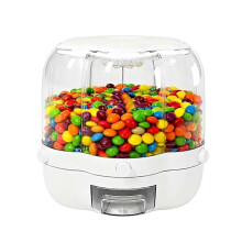 Rotating Candy Dispenser, 360 Rotating Grain Dispenser with 6 Grids, for Candy, Oatmeal and Cereals (White 6.5kg)