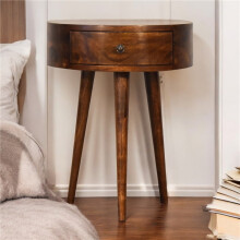 Semi-Circular Solid Wood Bedside, 40*32*52cm