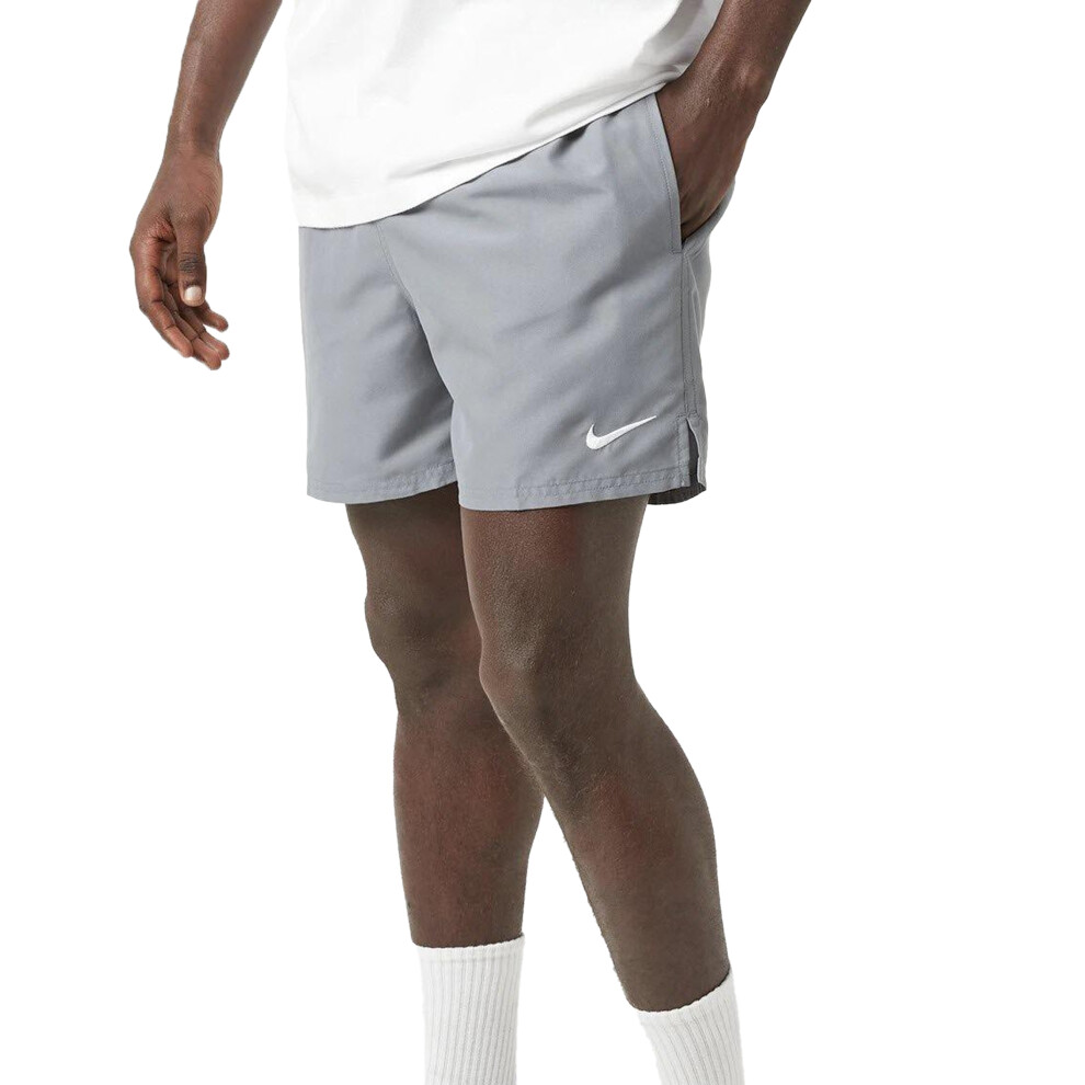 Nike (L, Cool Grey) Mens Embroidered Logo Regular Swim Shorts