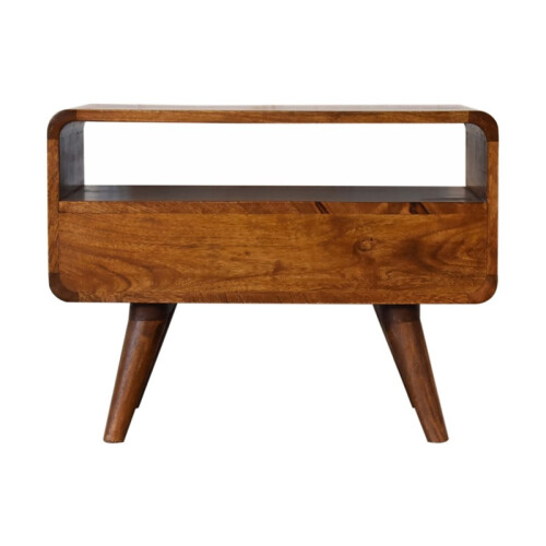 Dark Brown Curved Media Unit, 2 Drawers，30*60*45cm 1