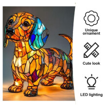 Lâmpadas Chihuahua - Luz Noturna de Mesa com Resina Colorida de Cães Retrô, Luz Noturna LED de Arte da Série Dog, Lâmpadas de Mesa para Cães de