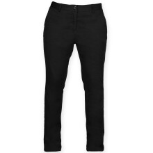 (XS, Black) Front Row Womens/Ladies Cotton Rich Stretch Chino Trousers