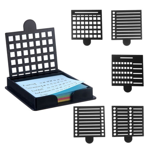 Sticky Note Stencil Template,Sticky Notes Dispenser,Reusable Note Organizer,Sticky Pads Dispenser with Stencil Black 1