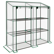 Mini Lean-To Greenhouse 46x143cm w/3 Shelves