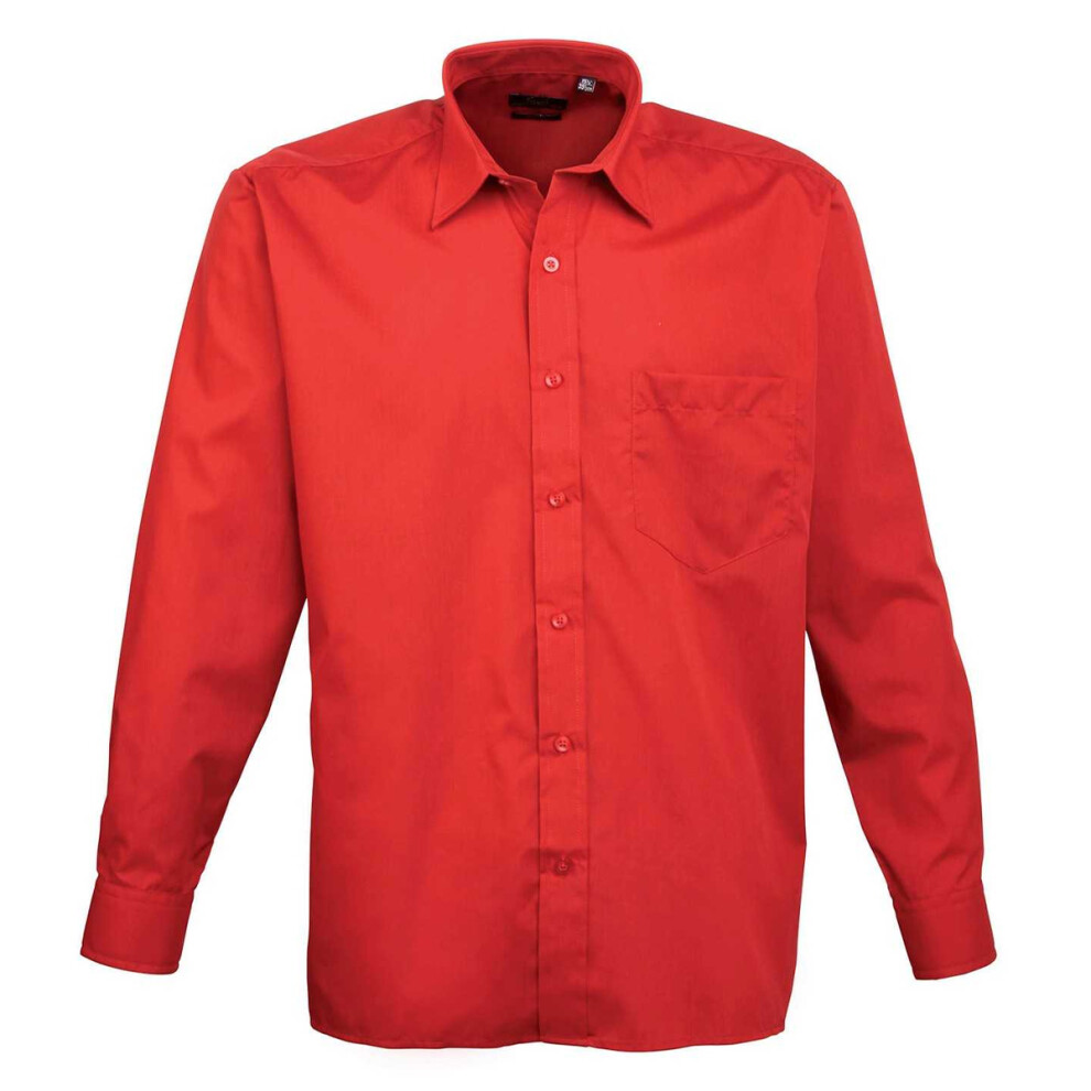 Premier (16In, Red) Mens Poplin Long-Sleeved Shirt