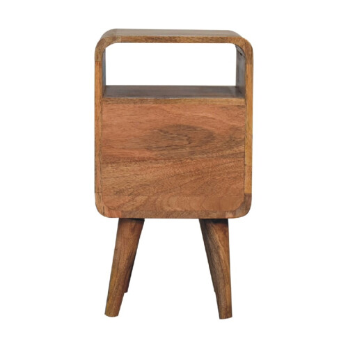 Solid Wood Curved Bedside Table, Brown, 30*30*55cm 2