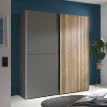 Berno Light Oak and Dark Grey 2 Door Wardrobe