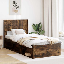 vidaXL Bed Frame with Storage and Headboard Smoked Oak 90 x 190 cm