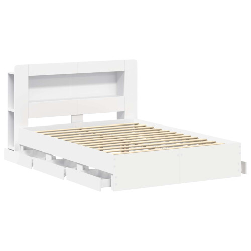 VidaXL vidaXL Bed Frame with Storage White 150 x 200 cm Engineered Wood 2