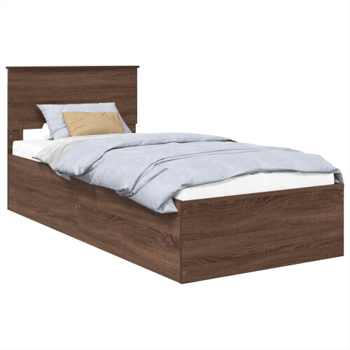 VidaXL vidaXL Bed Frame with Headboard Brown Oak 75 x 190 cm Engineered Wood 2