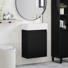 vidaXL Bathroom Vanity Unit with Tap Black 45.5 x 22.5 x 84 cm