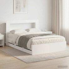 vidaXL Bed Frame with Storage White 150 x 200 cm Engineered Wood